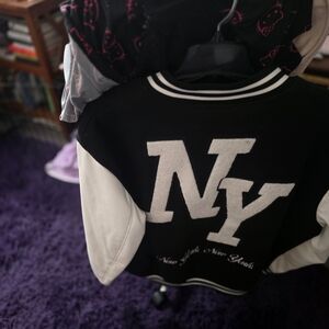 Classic NY Black and White Varsity Jacket
